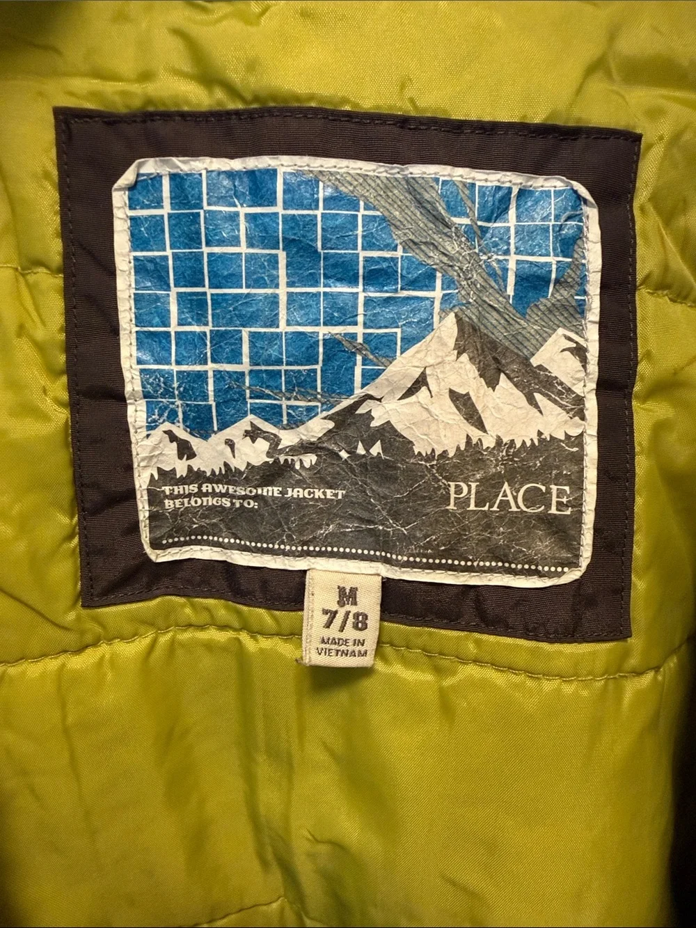 The Children's Place Charcoal and Lime Hooded Puffer Jacket